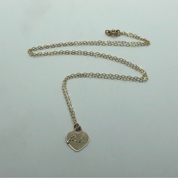 Vtg 14k Gold Filled Cursive F*** Swear / Curse Word Heart Necklace 21” + .5” - Picture 2 of 7